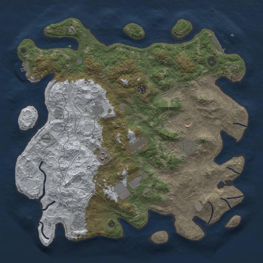 Rust Map: Procedural Map, Size: 4250, Seed: 4827, 18 Monuments