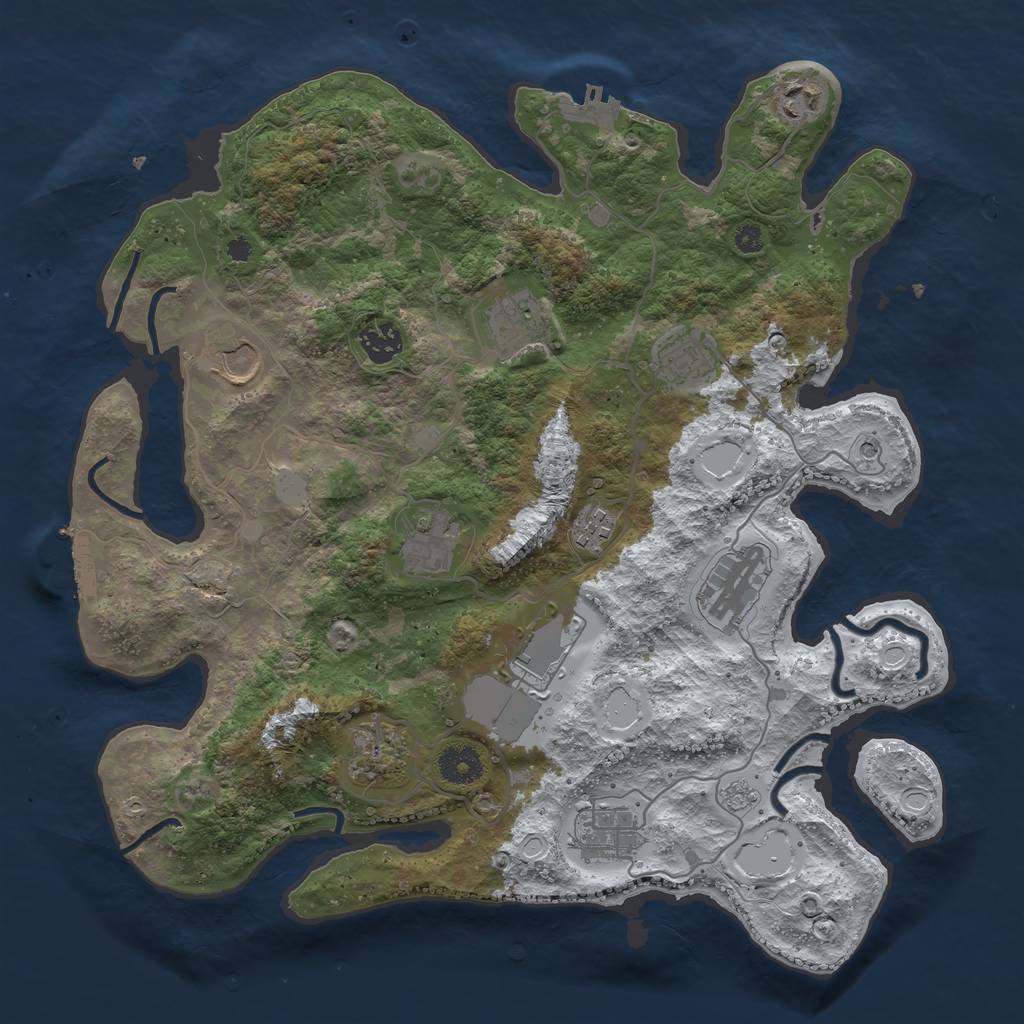 Rust Map: Procedural Map, Size: 3700, Seed: 760173641, 20 Monuments