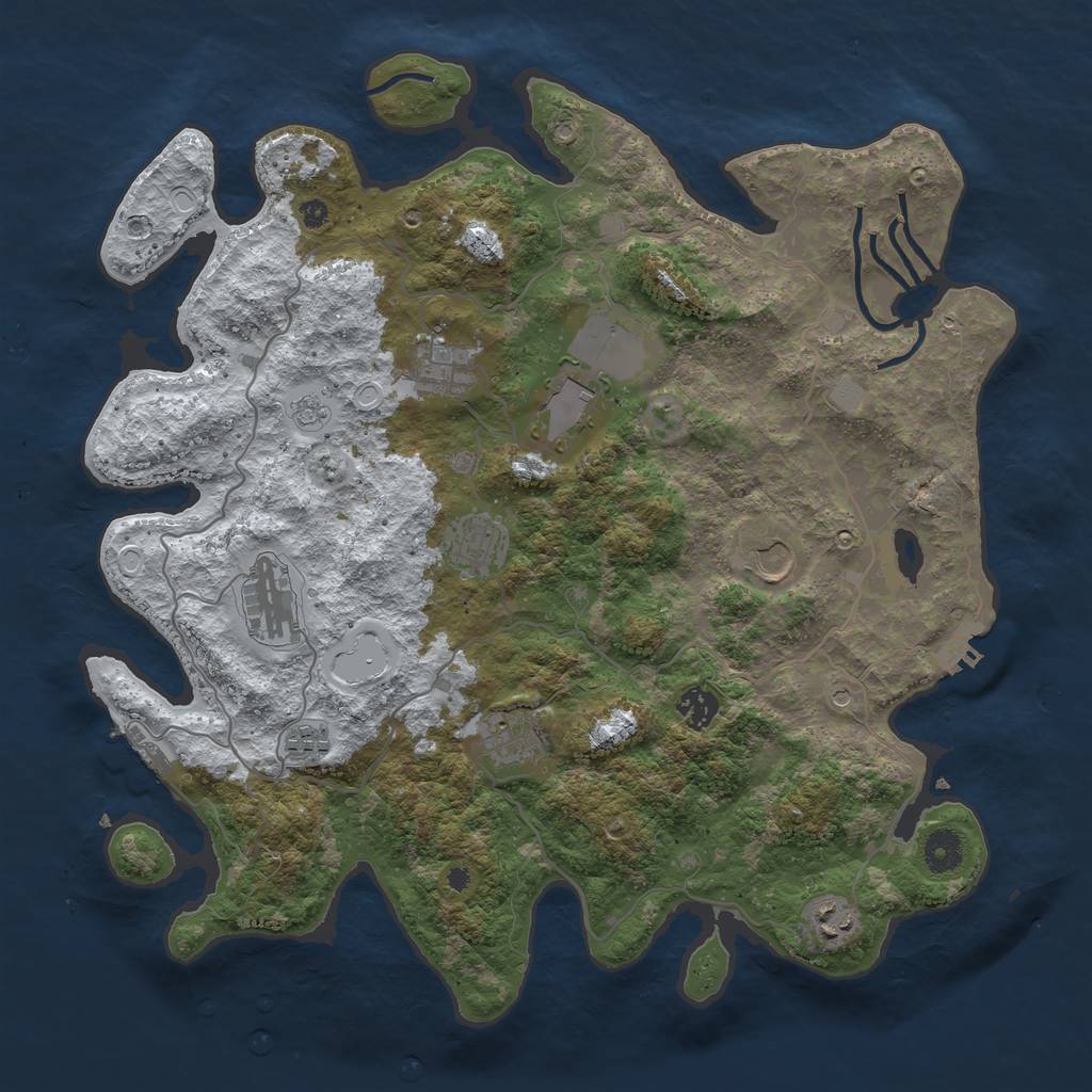 Rust Map: Procedural Map, Size: 4000, Seed: 692869, 18 Monuments