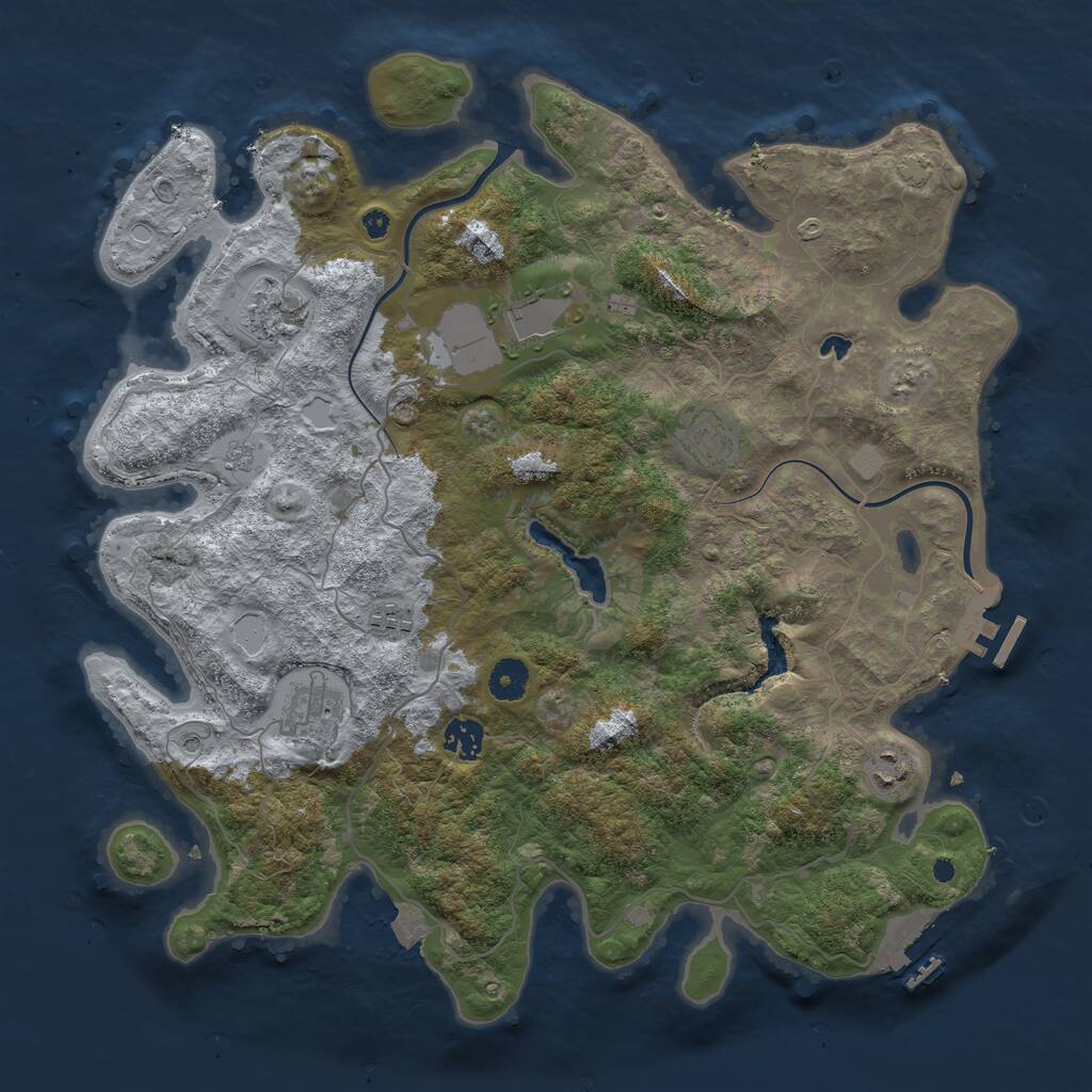 Rust Map: Procedural Map, Size: 4000, Seed: 692869, 13 Monuments