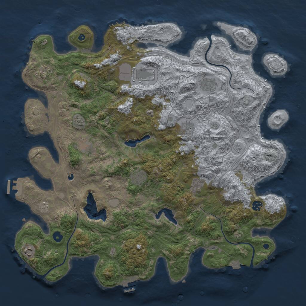 Rust Map: Procedural Map, Size: 4500, Seed: 96400692, 16 Monuments