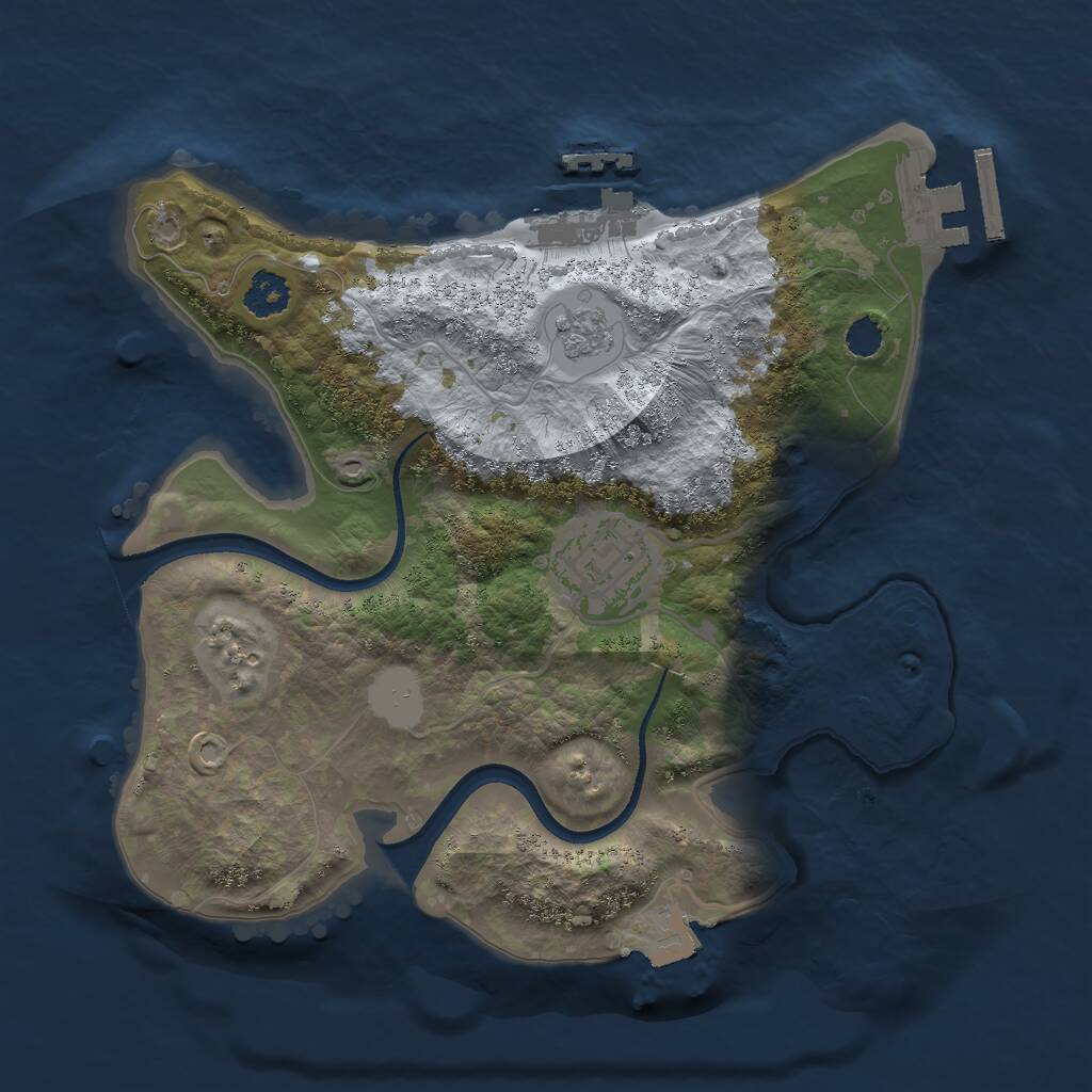 Rust Map: Procedural Map, Size: 2400, Seed: 34435, 5 Monuments