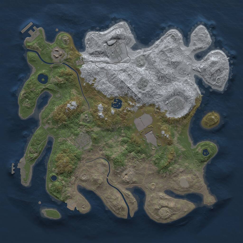 Rust Map: Procedural Map, Size: 3500, Seed: 651060191, 13 Monuments
