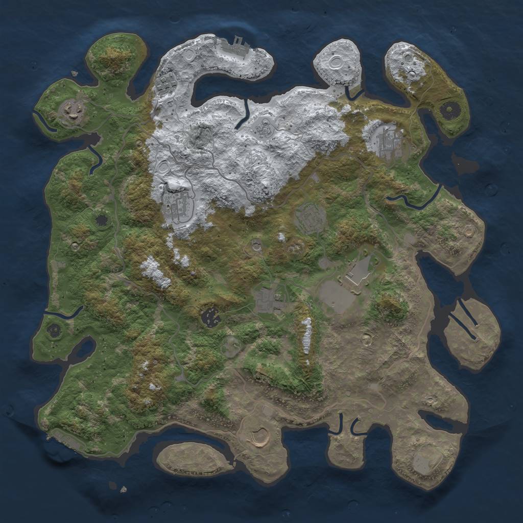 Rust Map: Procedural Map, Size: 4000, Seed: 7830116, 18 Monuments