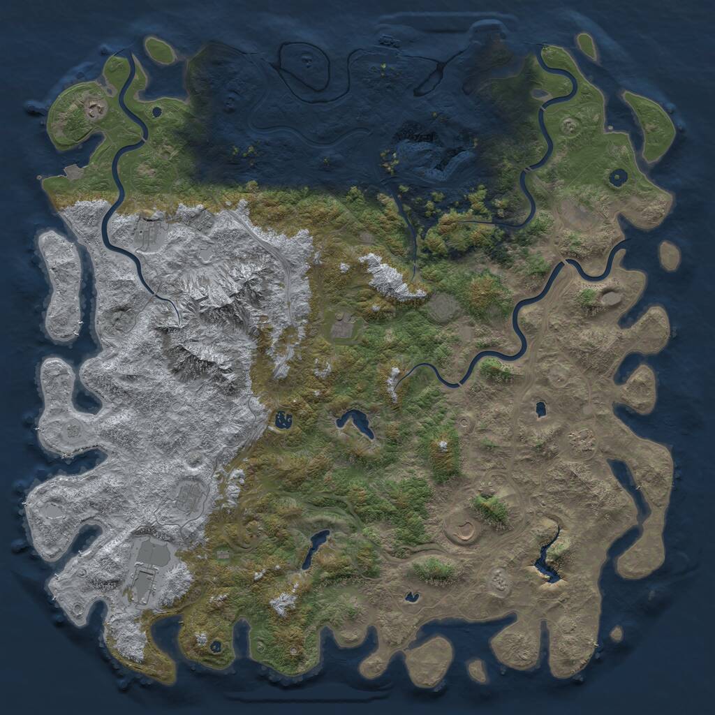 Rust Map: Procedural Map, Size: 6000, Seed: 444444, 17 Monuments