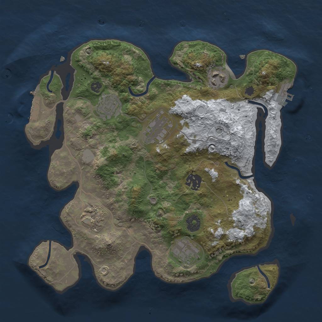 Rust Map: Procedural Map, Size: 3000, Seed: 880265534, 14 Monuments