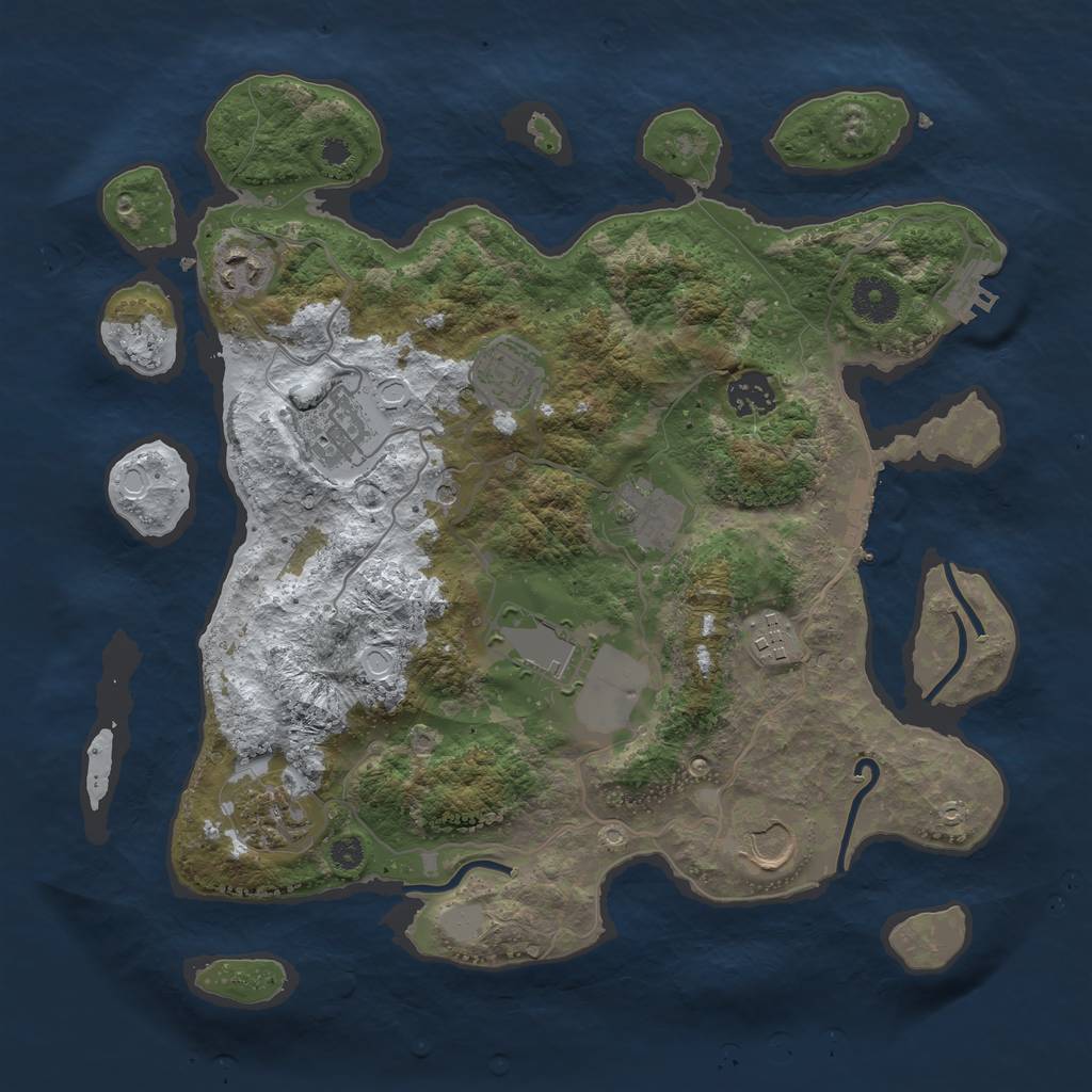 Rust Map: Procedural Map, Size: 3500, Seed: 51844794, 17 Monuments