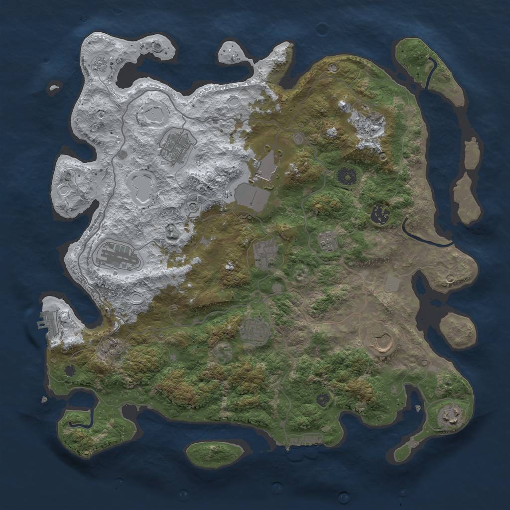 Rust Map: Procedural Map, Size: 4000, Seed: 872342471, 19 Monuments