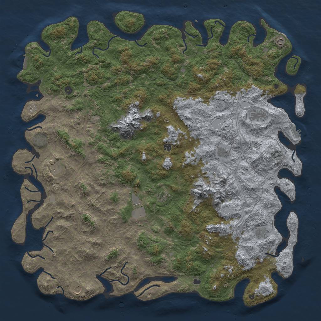 Rust Map: Procedural Map, Size: 6000, Seed: 6444, 20 Monuments