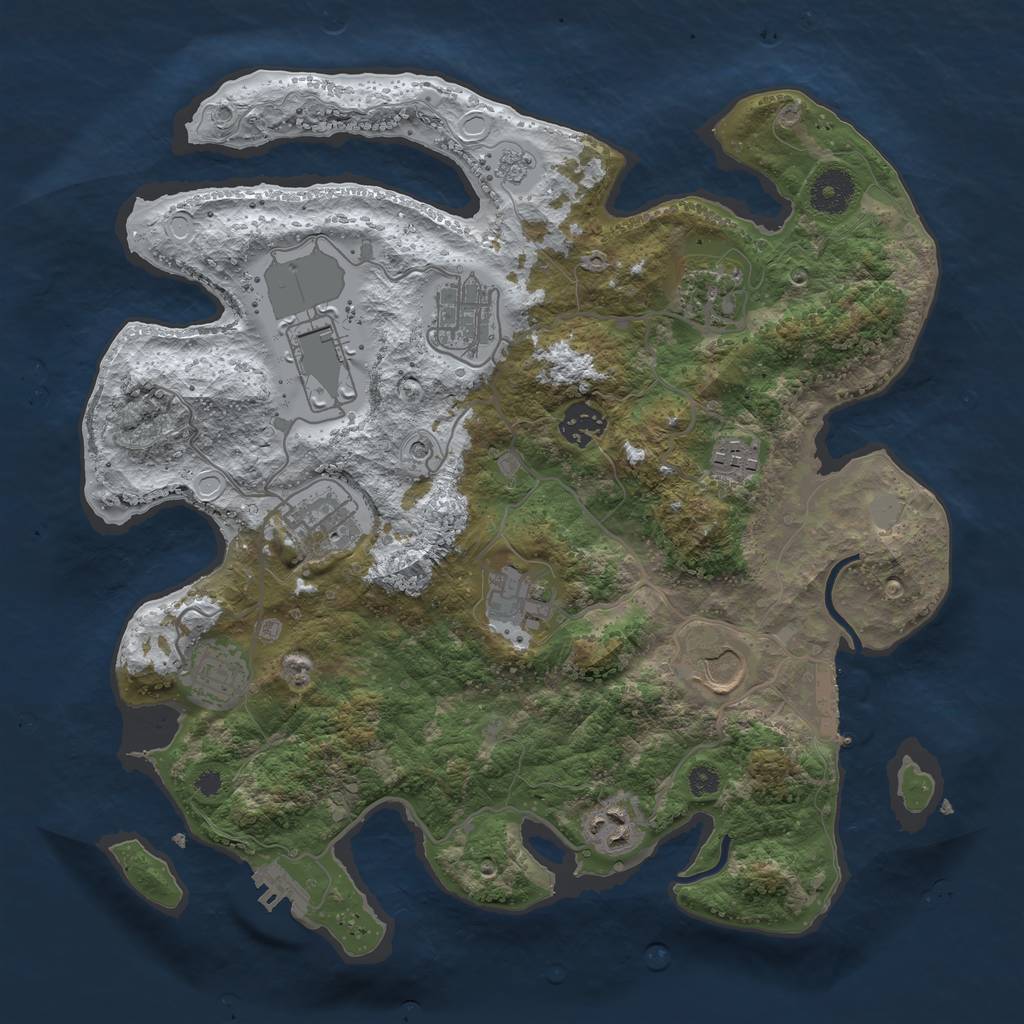 Rust Map: Procedural Map, Size: 3500, Seed: 236933921, 19 Monuments