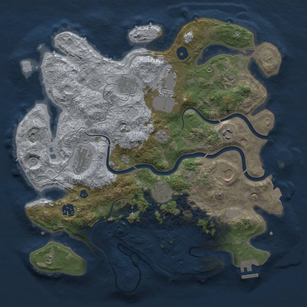 Rust Map: Procedural Map, Size: 3700, Seed: 349, 14 Monuments