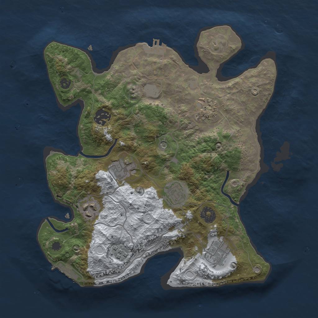 Rust Map: Procedural Map, Size: 3000, Seed: 1719851886, 15 Monuments