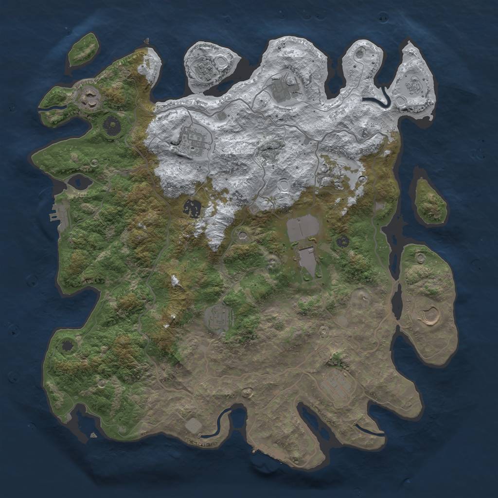 Rust Map: Procedural Map, Size: 4000, Seed: 1112, 19 Monuments
