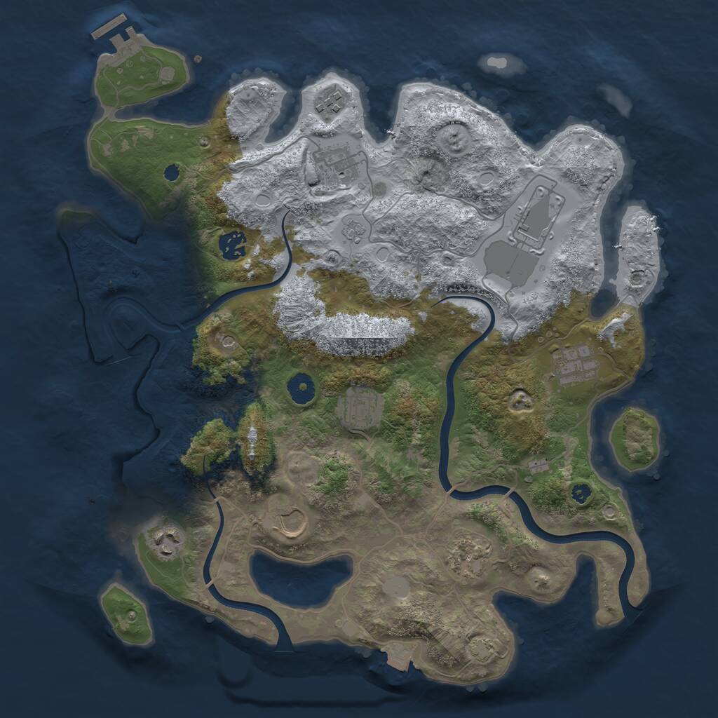 Rust Map: Procedural Map, Size: 3750, Seed: 62556701, 14 Monuments