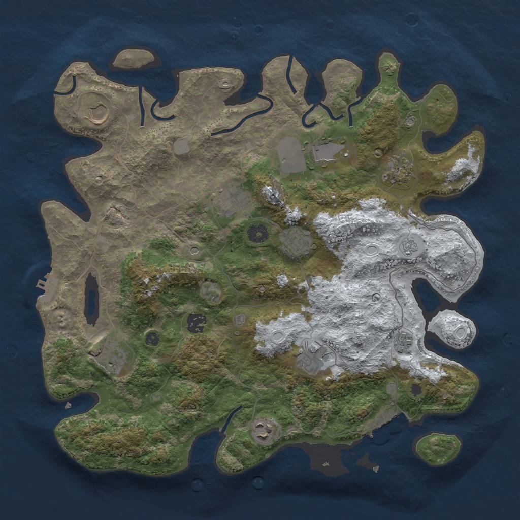 Rust Map: Procedural Map, Size: 3850, Seed: 1027970382, 19 Monuments