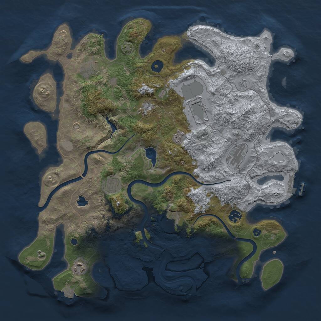 Rust Map: Procedural Map, Size: 4000, Seed: 987945, 14 Monuments