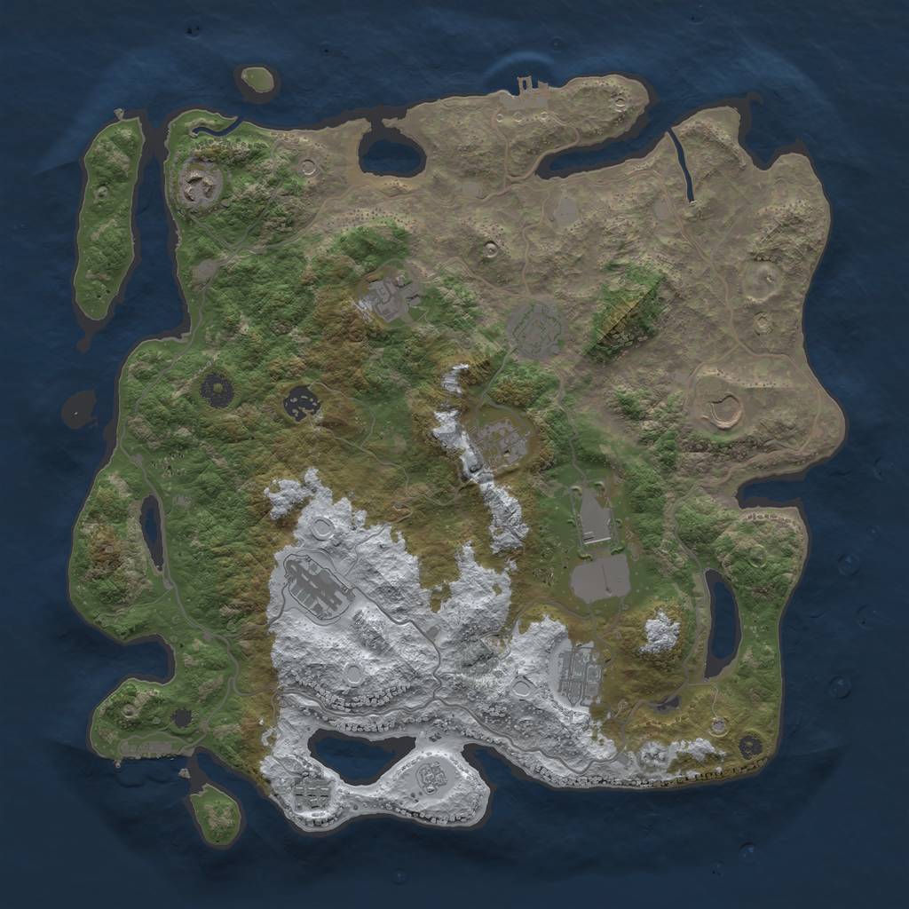 Rust Map: Procedural Map, Size: 4000, Seed: 334407, 19 Monuments
