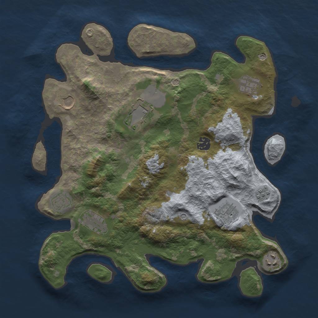 Rust Map: Barren, Size: 3500, Seed: 12381, 12 Monuments