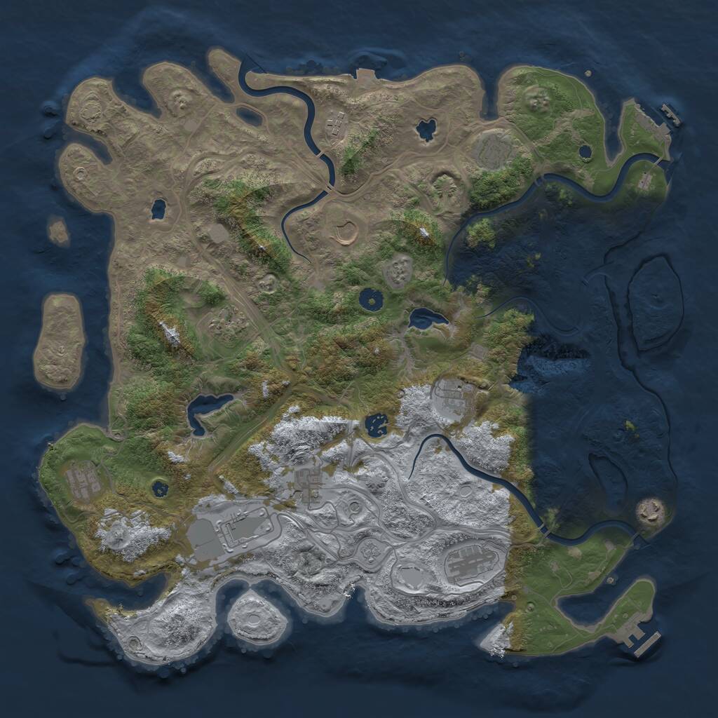 Rust Map: Procedural Map, Size: 4500, Seed: 2002233237, 17 Monuments