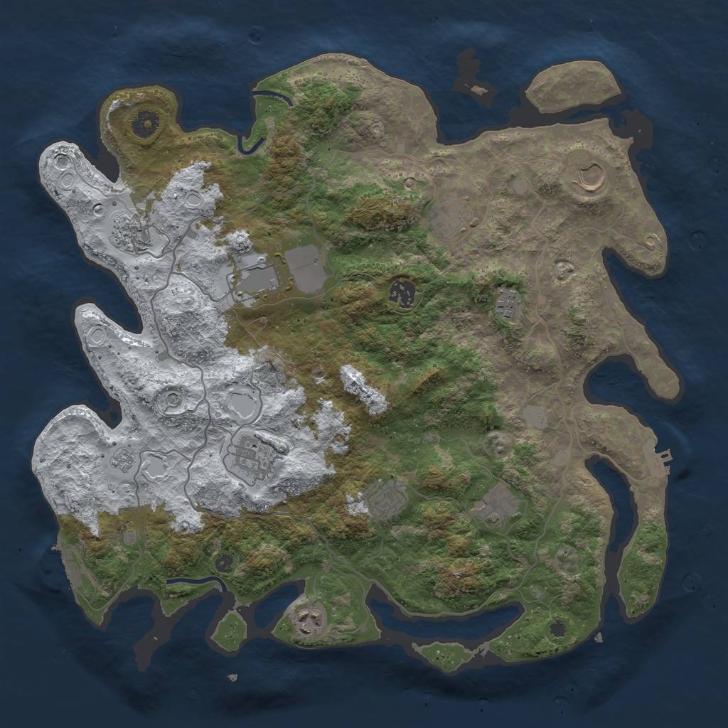 Rust Map: Procedural Map, Size: 4000, Seed: 831123, 19 Monuments