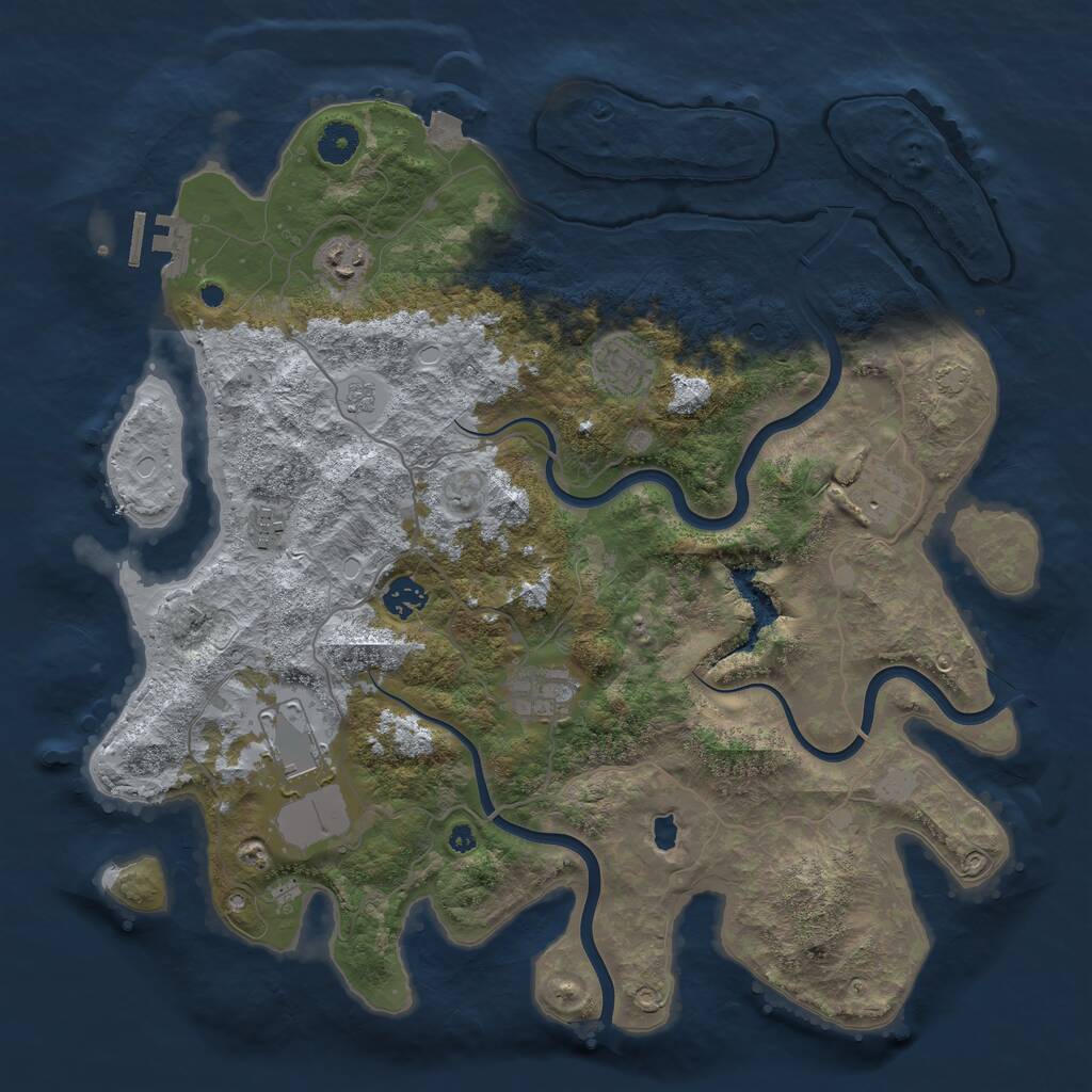Rust Map: Procedural Map, Size: 4000, Seed: 709876, 12 Monuments