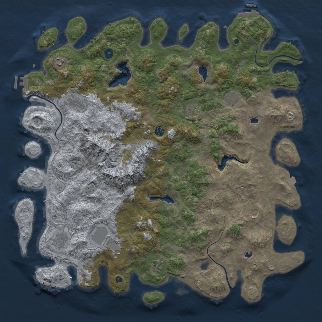 Rust Map: Procedural Map, Size: 5000, Seed: 1058424604, 16 Monuments