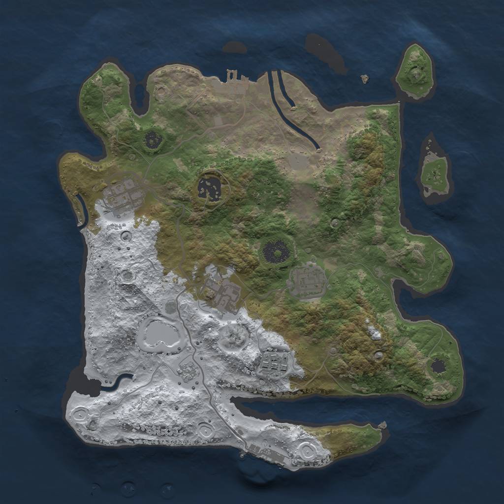 Rust Map: Procedural Map, Size: 3000, Seed: 129447214, 13 Monuments