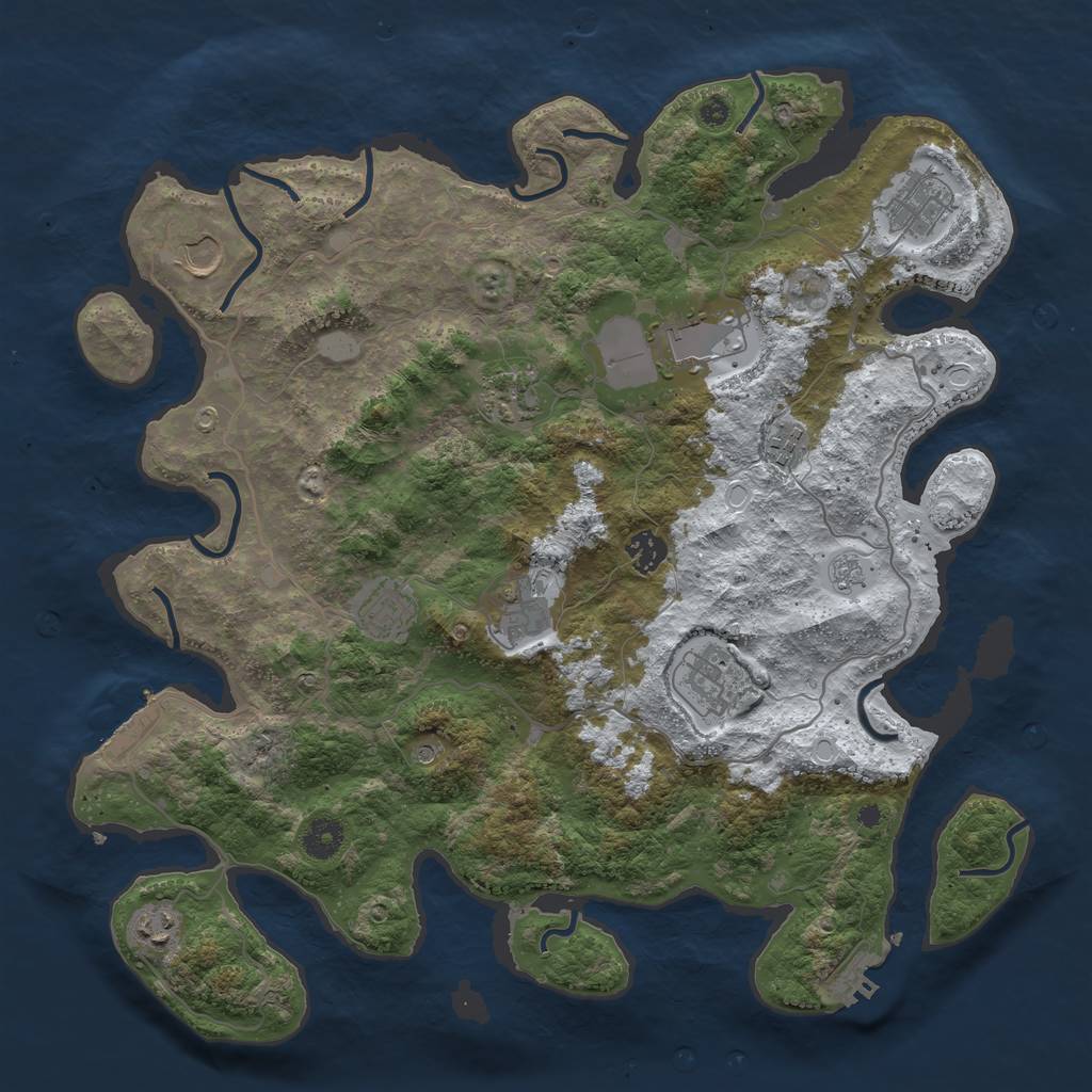 Rust Map: Procedural Map, Size: 4000, Seed: 1284878001, 19 Monuments