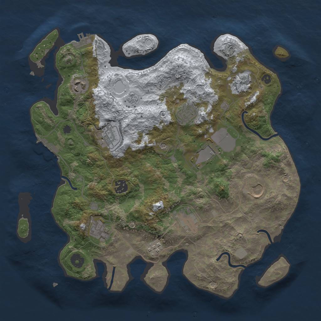 Rust Map: Procedural Map, Size: 3500, Seed: 1689245536, 19 Monuments