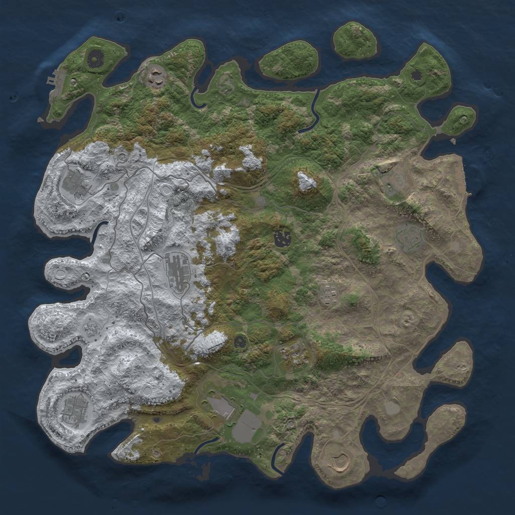 Rust Map: Procedural Map, Size: 4250, Seed: 1038279198, 20 Monuments