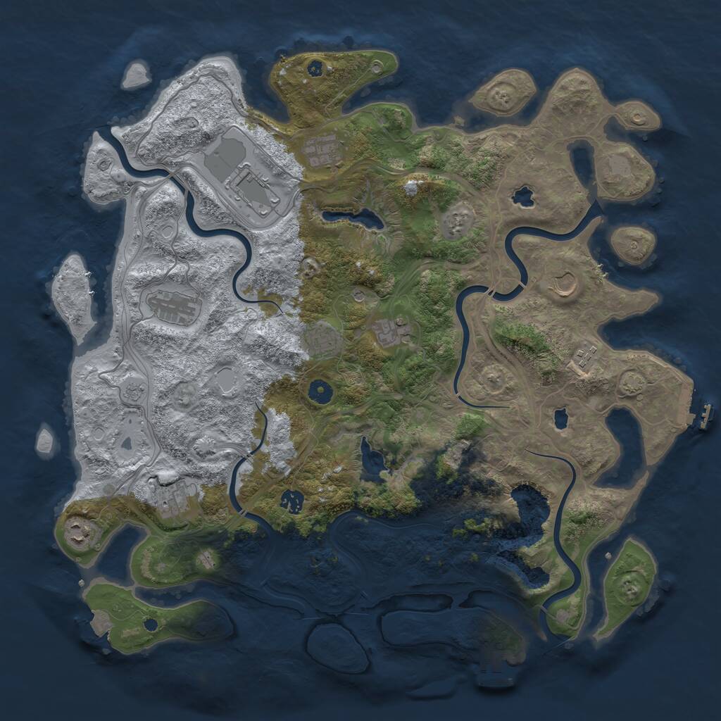 Rust Map: Procedural Map, Size: 4500, Seed: 69181827, 16 Monuments