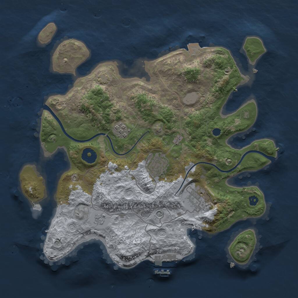 Rust Map: Procedural Map, Size: 3000, Seed: 31951, 8 Monuments