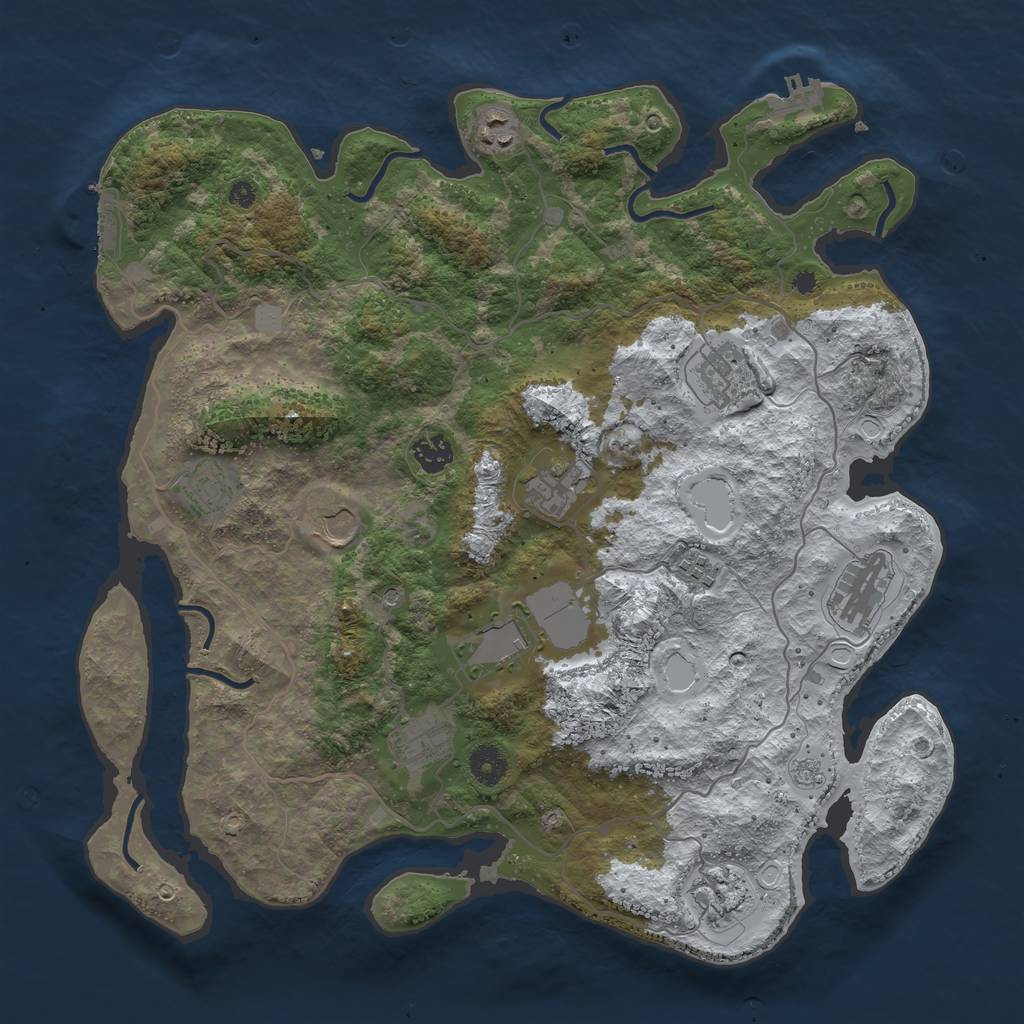 Rust Map: Procedural Map, Size: 4000, Seed: 195068, 20 Monuments