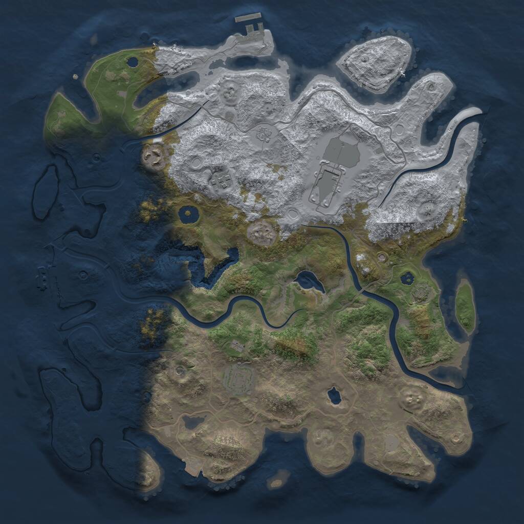 Rust Map: Procedural Map, Size: 4000, Seed: 1726, 10 Monuments