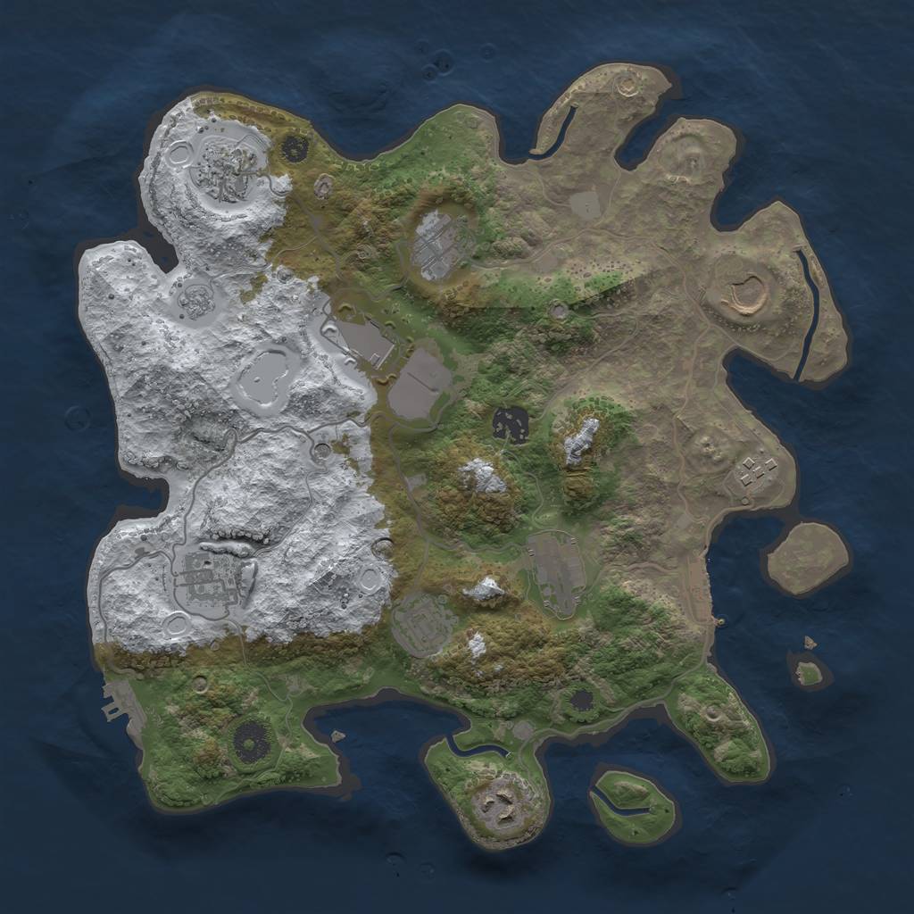 Rust Map: Procedural Map, Size: 3500, Seed: 1861434226, 19 Monuments