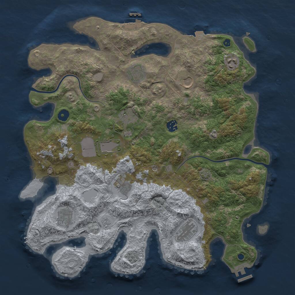 Rust Map: Procedural Map, Size: 3900, Seed: 234298432, 16 Monuments