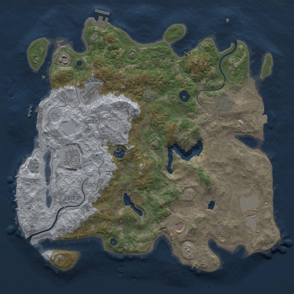 Rust Map: Procedural Map, Size: 4000, Seed: 1823714172, 14 Monuments
