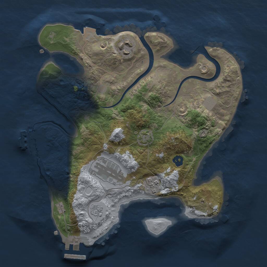 Rust Map: Procedural Map, Size: 2500, Seed: 770447759, 8 Monuments