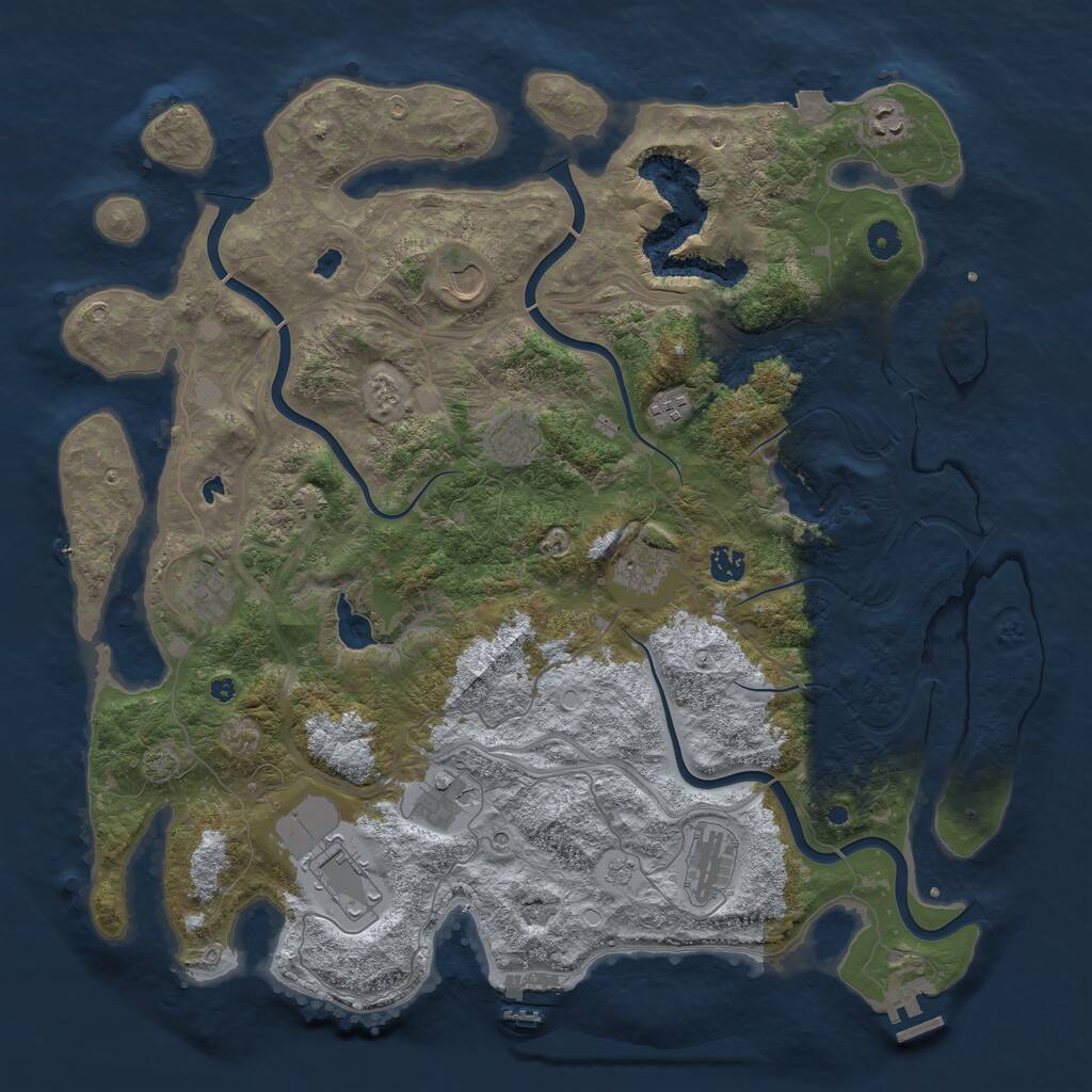 Rust Map: Procedural Map, Size: 4500, Seed: 989150578, 16 Monuments