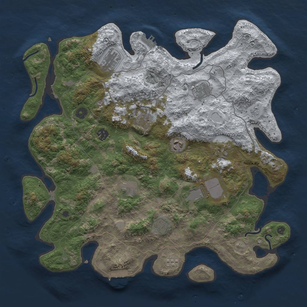 Rust Map: Procedural Map, Size: 4000, Seed: 39380, 19 Monuments