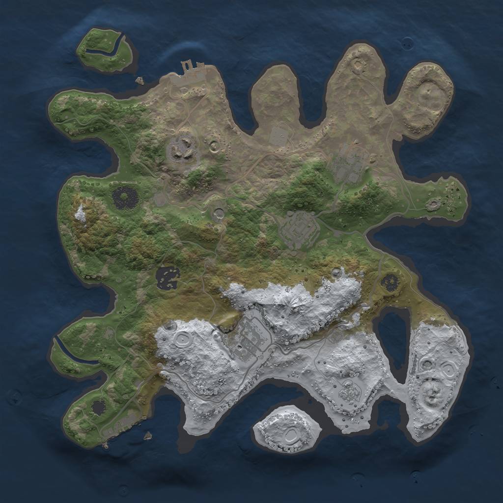 Rust Map: Procedural Map, Size: 3000, Seed: 2055321741, 14 Monuments