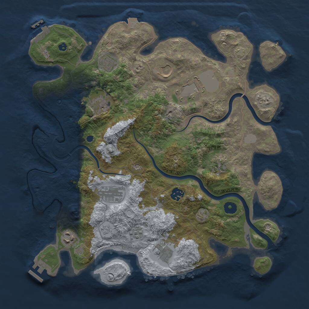 Rust Map: Procedural Map, Size: 3700, Seed: 1136759719, 16 Monuments