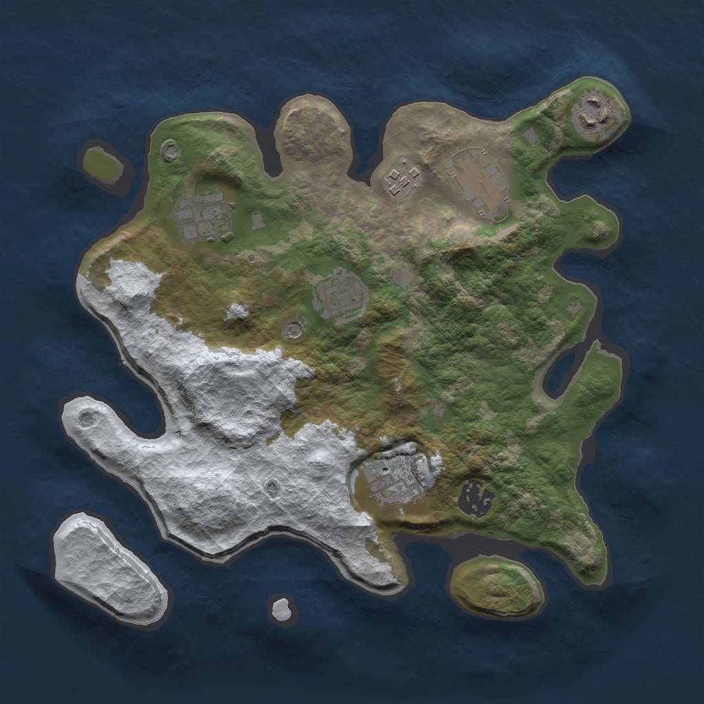 Rust Map: Barren, Size: 3000, Seed: 24824, 10 Monuments