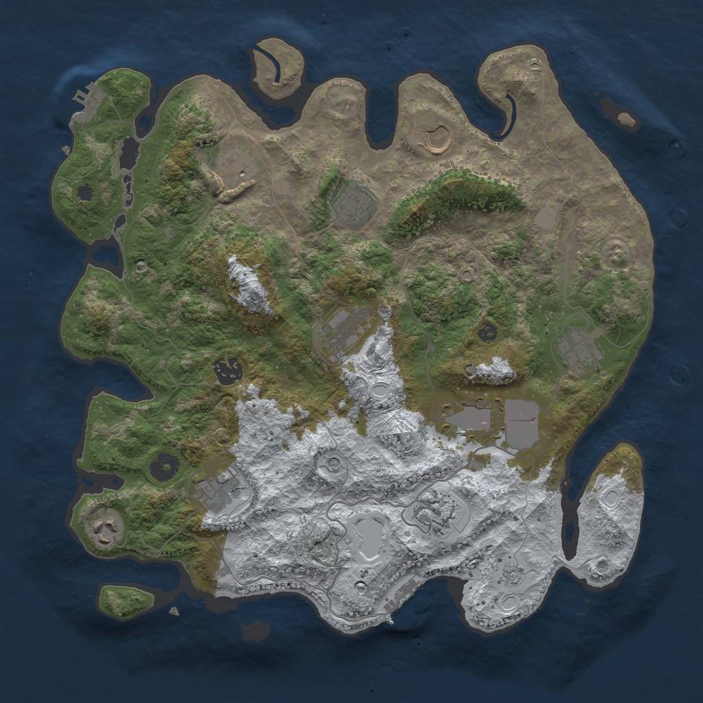 Rust Map: Procedural Map, Size: 3700, Seed: 182179601, 19 Monuments