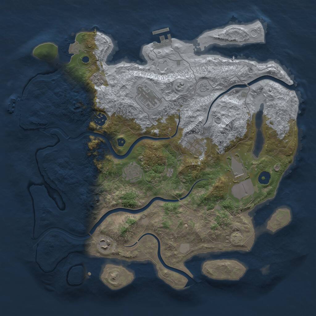 Rust Map: Procedural Map, Size: 3750, Seed: 631271, 13 Monuments