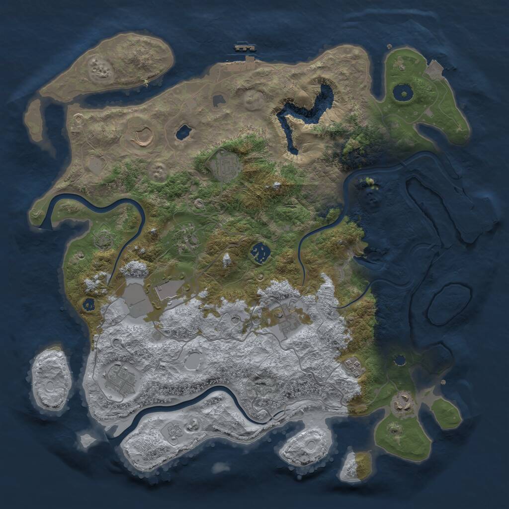 Rust Map: Procedural Map, Size: 4000, Seed: 1988176888, 15 Monuments