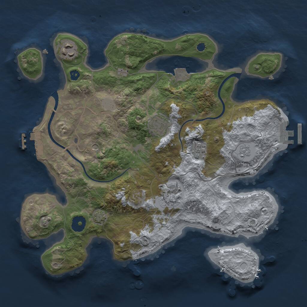 Rust Map: Procedural Map, Size: 3000, Seed: 17858, 10 Monuments
