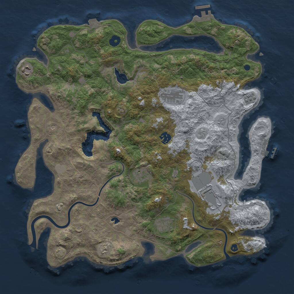 Rust Map: Procedural Map, Size: 4000, Seed: 6444, 13 Monuments