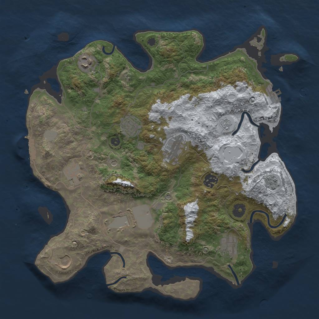 Rust Map: Procedural Map, Size: 3500, Seed: 1179762886, 18 Monuments