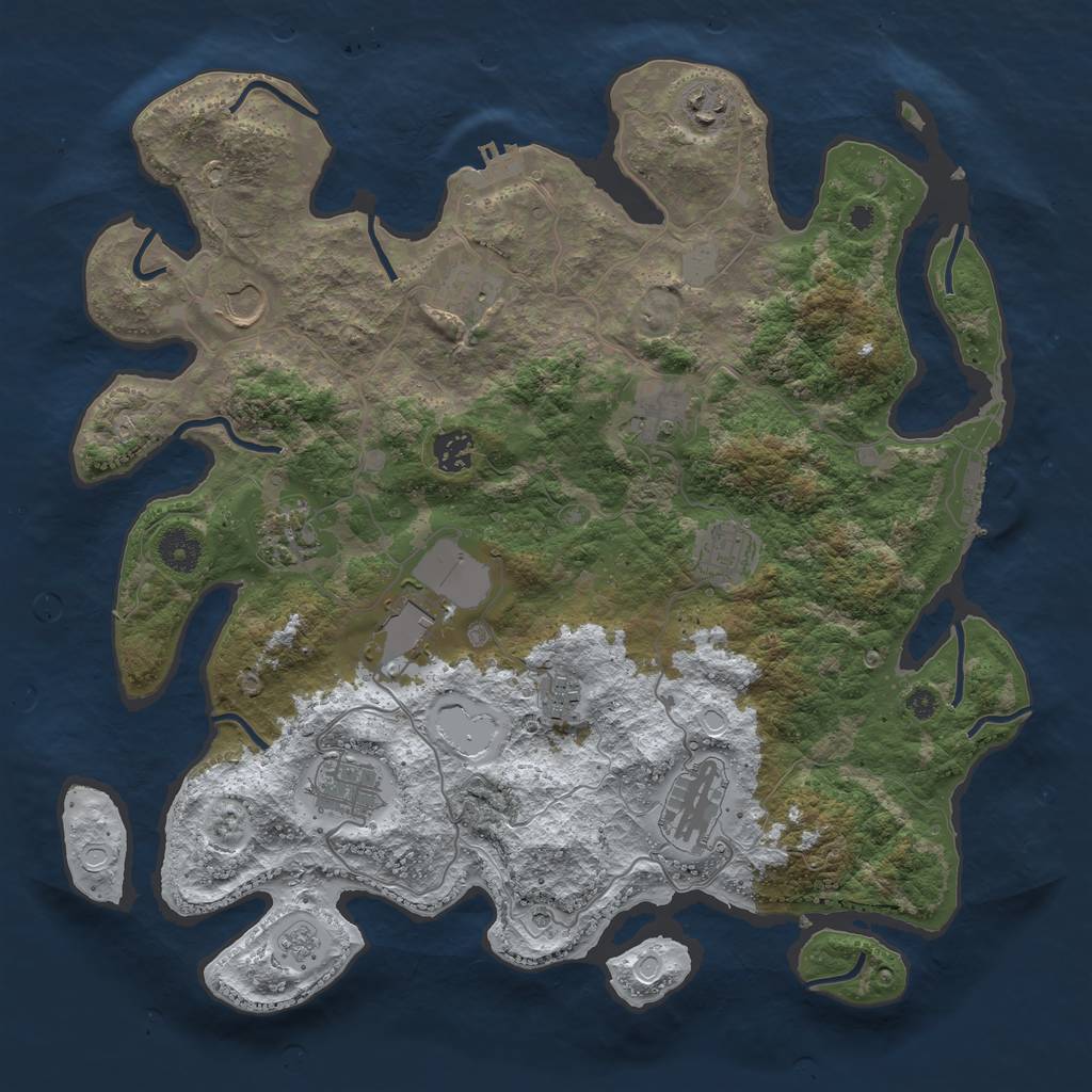 Rust Map: Procedural Map, Size: 3850, Seed: 712527164, 20 Monuments